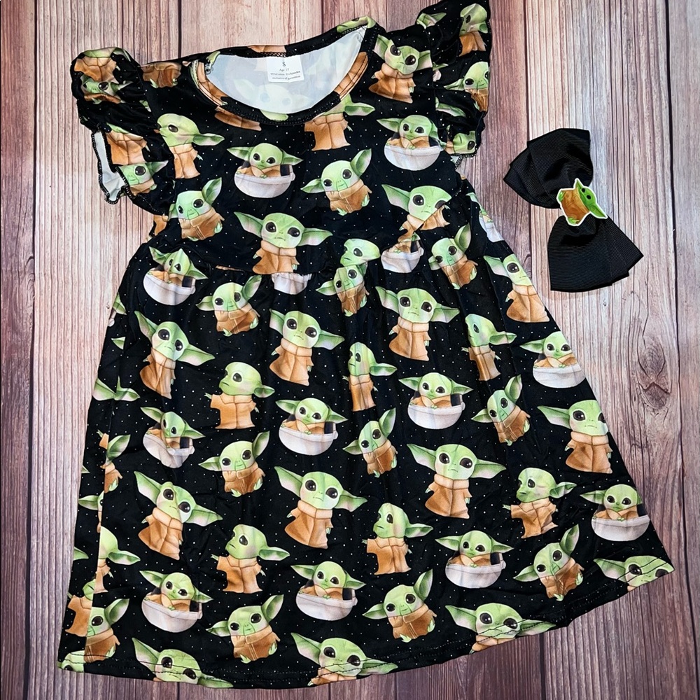 Baby Yoda dress and bow